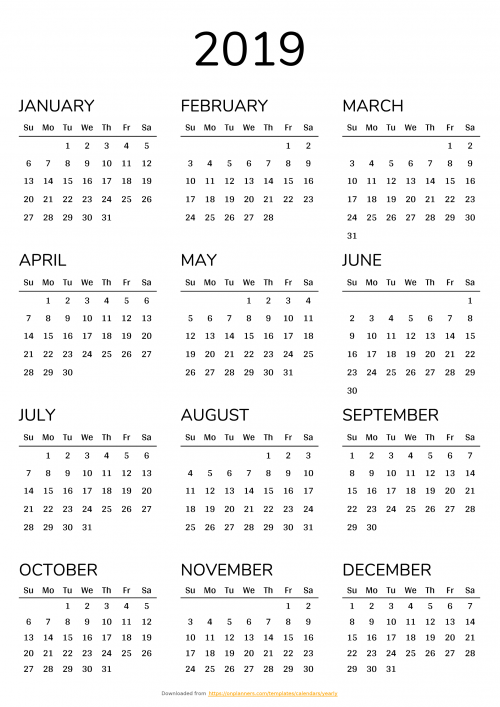 Free Printable Calendars (download PDF)